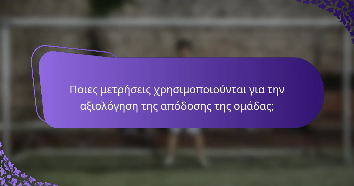 Ποιες μετρήσεις χρησιμοποιούνται για την αξιολόγηση της απόδοσης της ομάδας;
