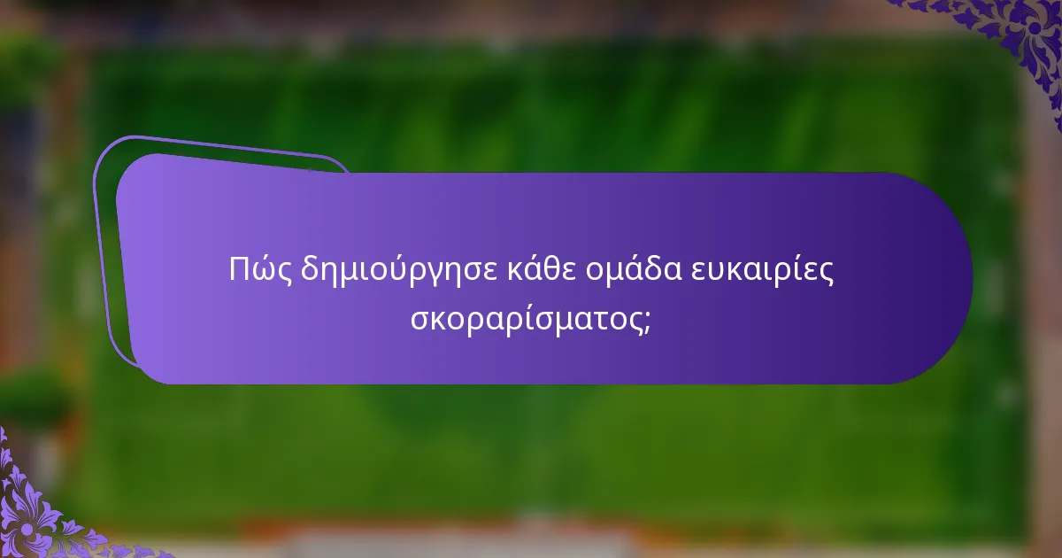 Πώς δημιούργησε κάθε ομάδα ευκαιρίες σκοραρίσματος;
